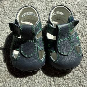 Pediped Navy Sandals with Green Stitching NWOB